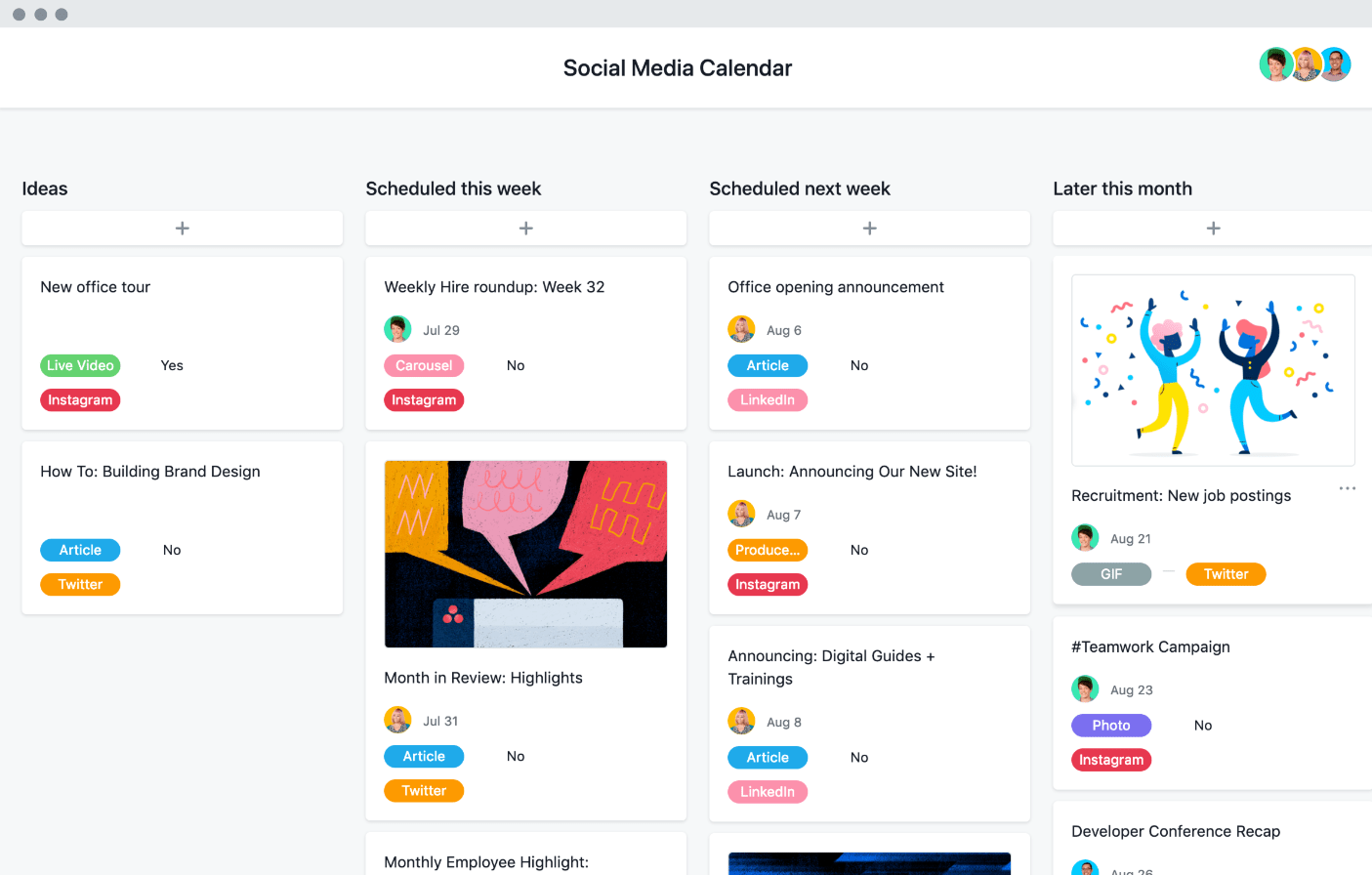 Asana Social Media Calendar
